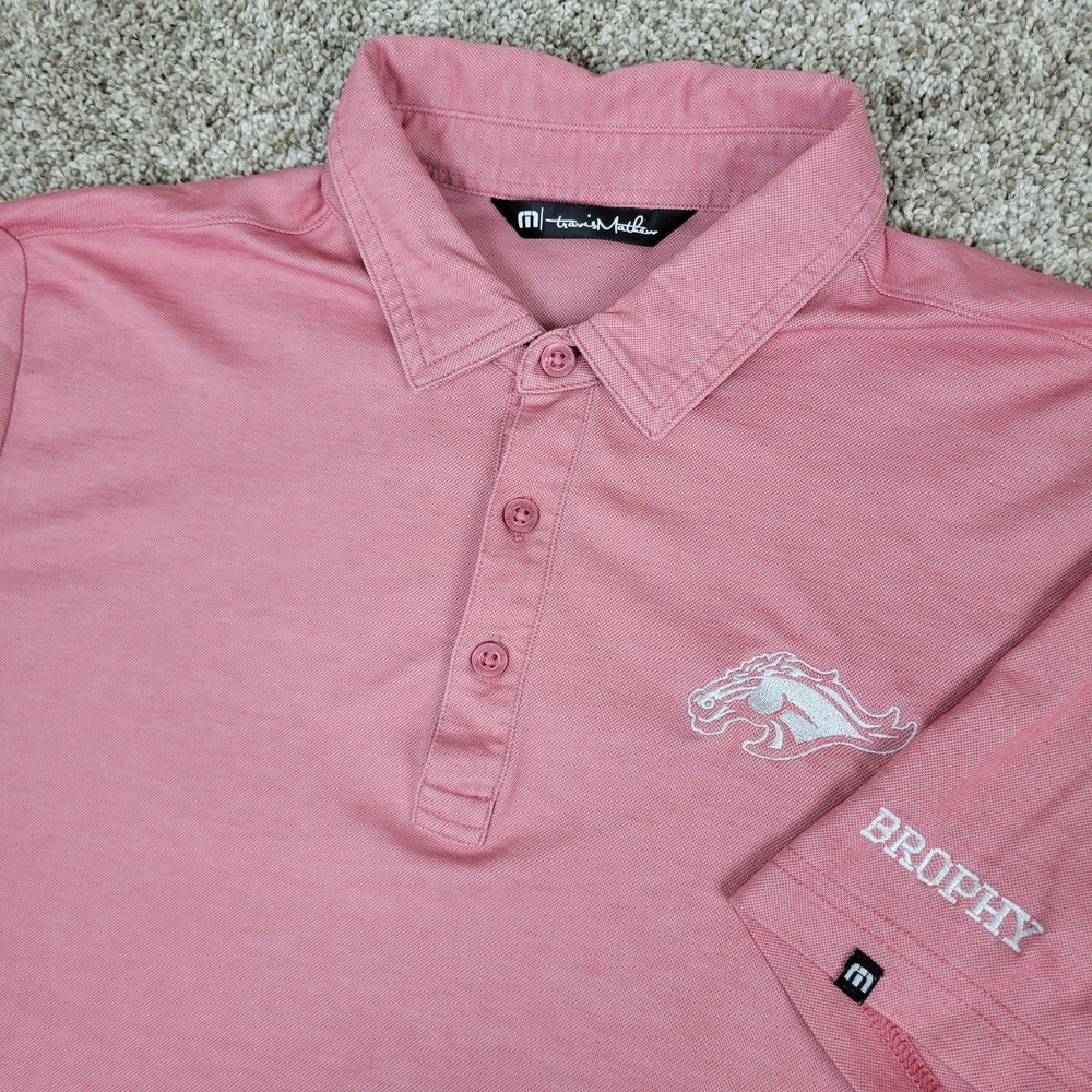 Travis Mathew Mens Medium Solid Red Performance Stretch Polo Short Sleeve